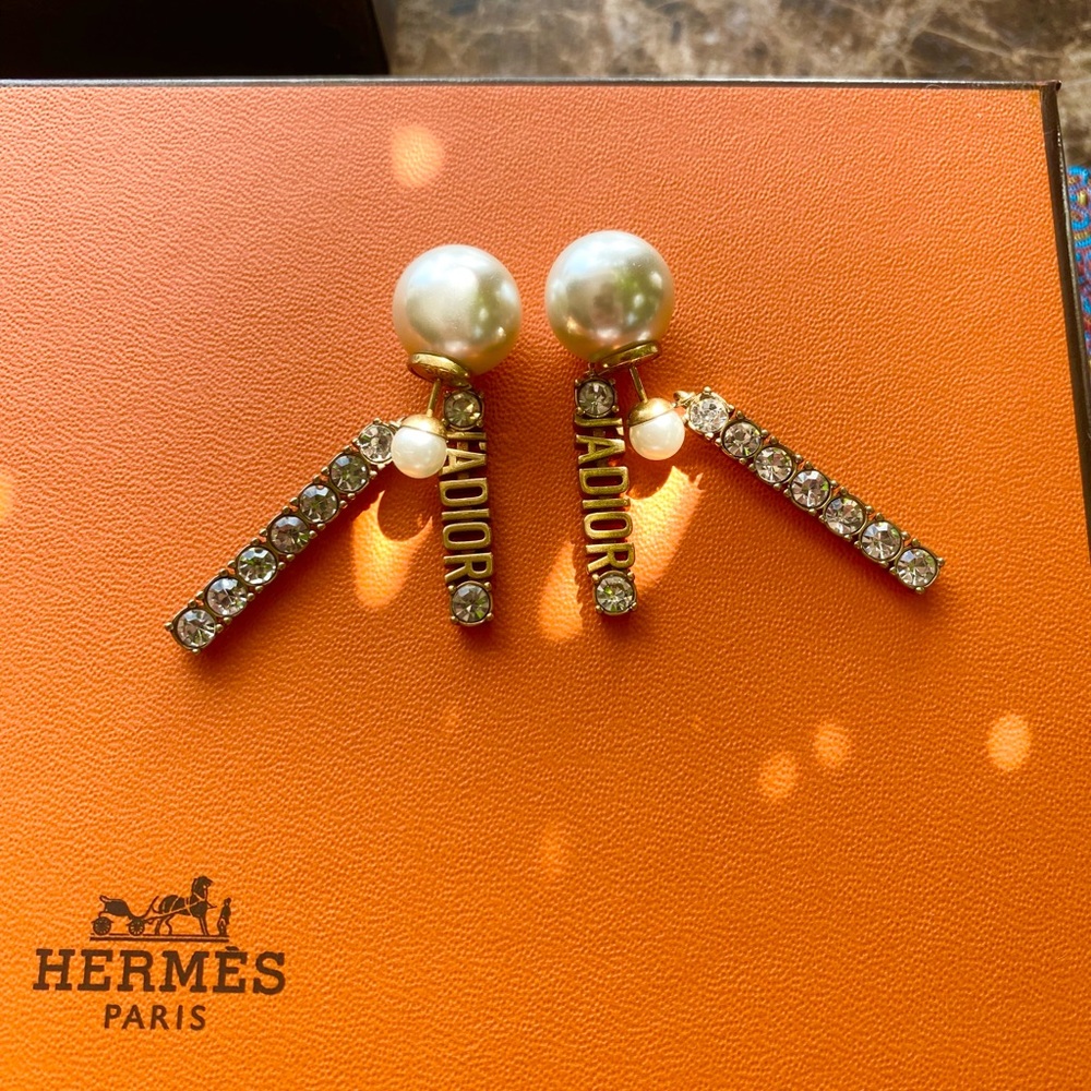 Dior Gold Pearl Earrings